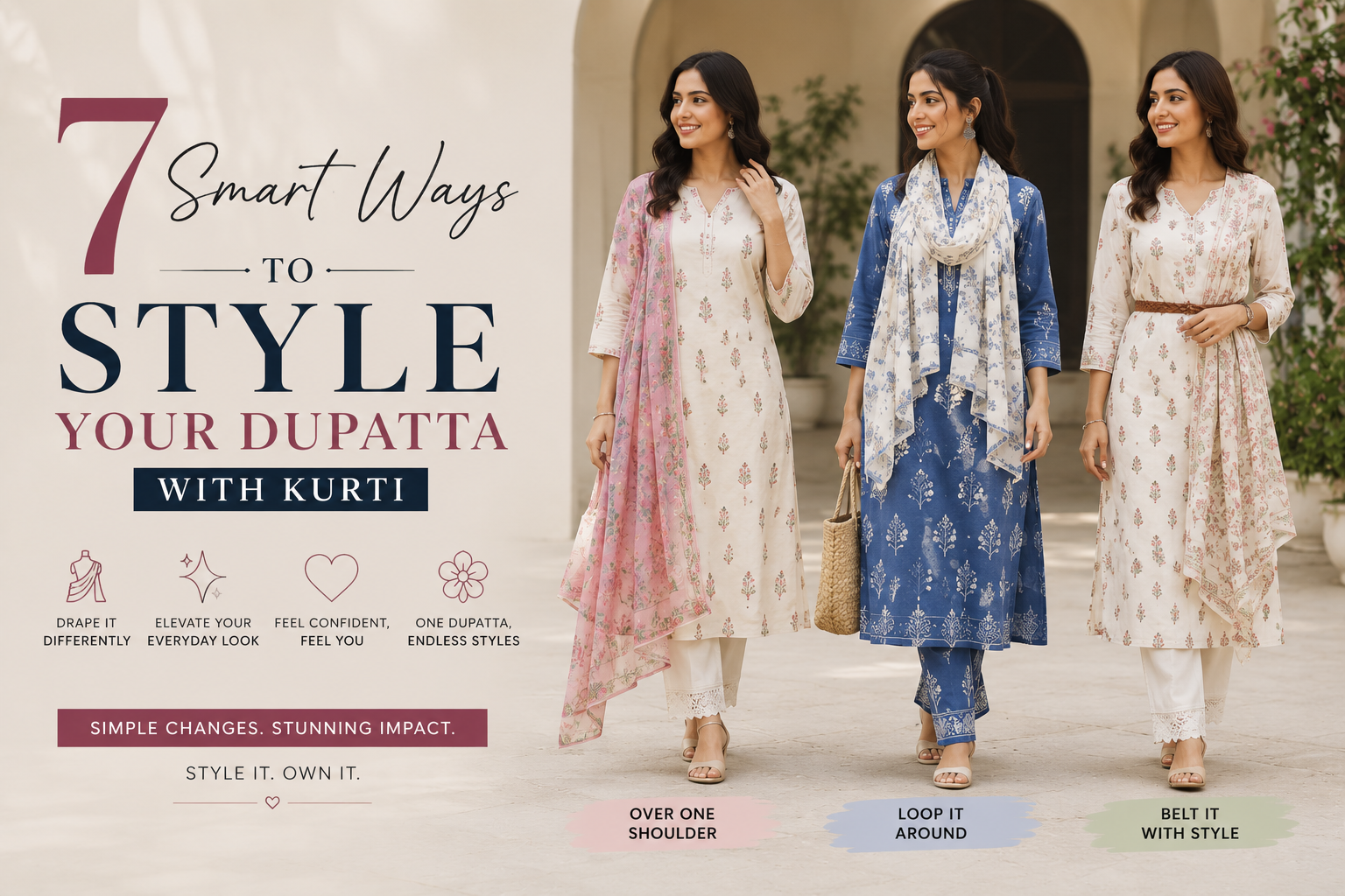 7 Smart Ways to Style Your Dupatta with Kurti