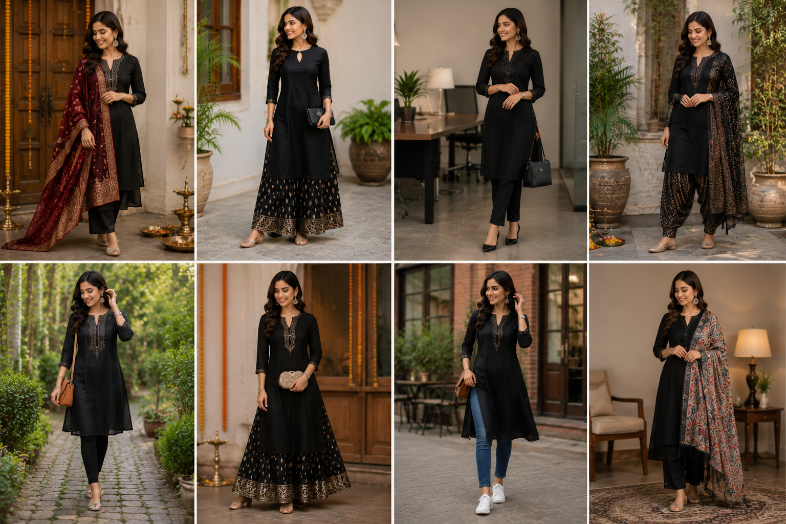 How To Style a Black Kurta Set in 8 Different Ways in 2026
