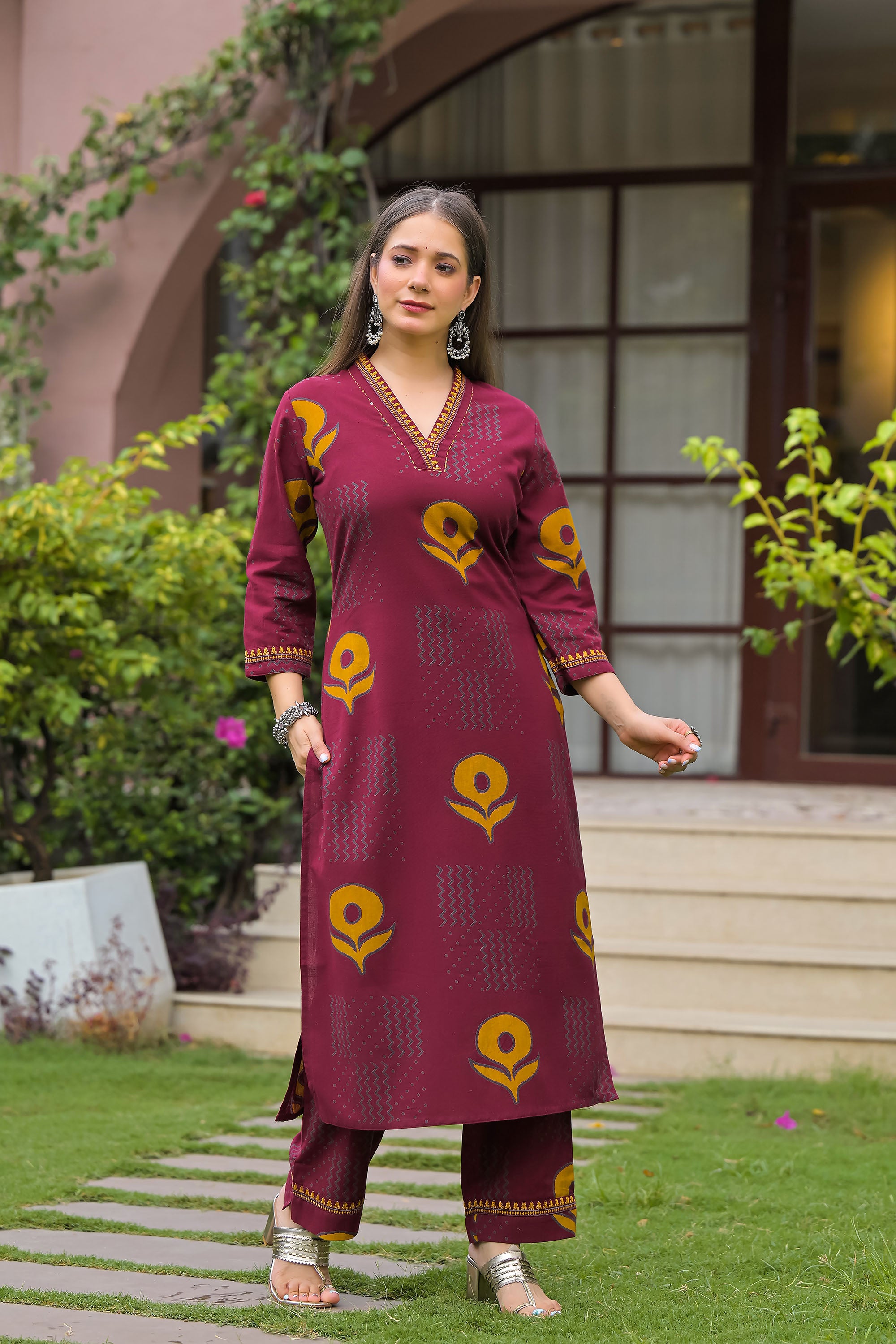 Gulmohar Printed Cotton Kurta Pant Set
