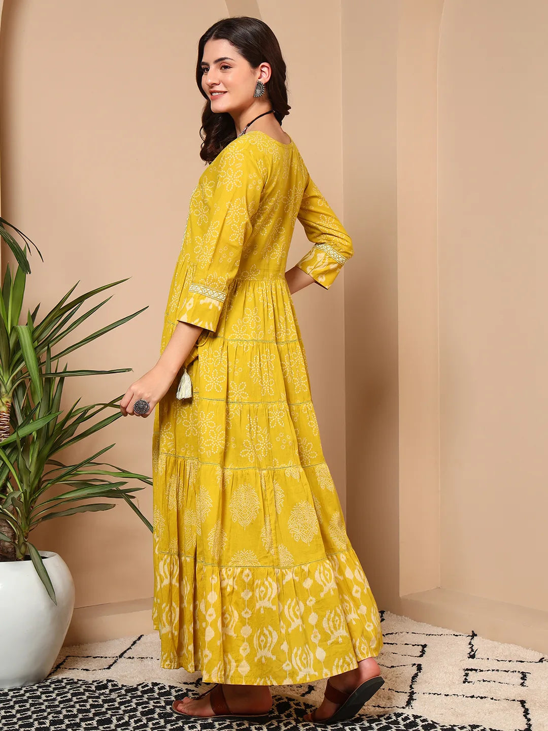 Sunshine Bloom Cotton Mulmul A-Line Dress