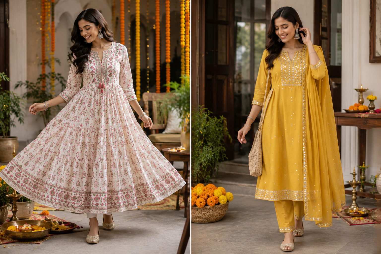 Boho-Chic Ethnic Attire: Cotton Anarkali & Mirror-Work Kurta Sets for Rakhi 2026