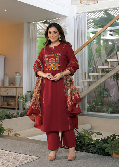 Mehfil Grace Embroidered Cotton Suit Set with Dupatta