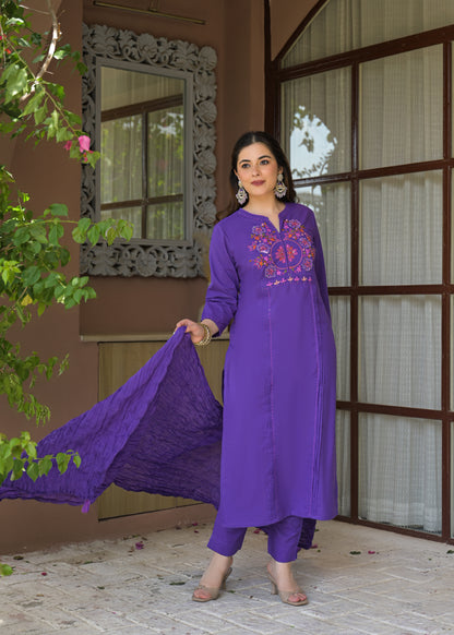 Zariya Luxe Handwork Cotton Suit Set with Dupatta