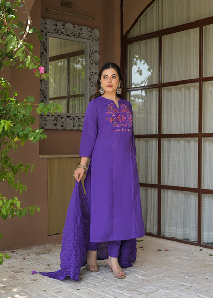 Zariya Luxe Handwork Cotton Suit Set with Dupatta
