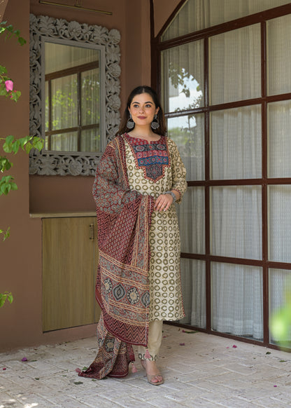Rajwada Heritage Jaipuri Cotton Suit Set with Dupatta