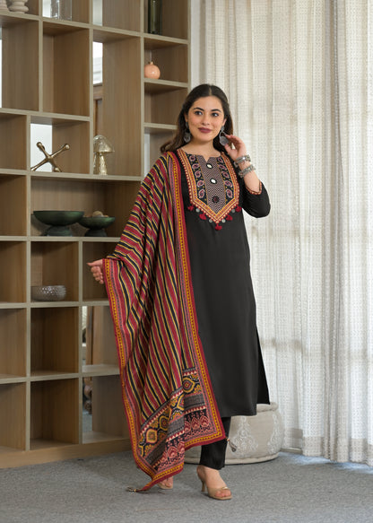 Noor Mahal Gajji Silk Suit Set with Printed Dupatta