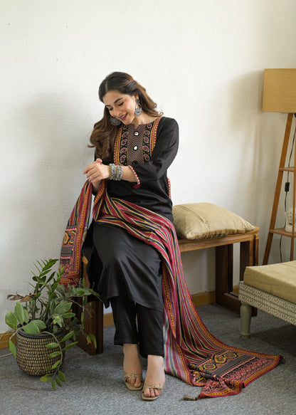 Noor Mahal Gajji Silk Suit Set with Printed Dupatta