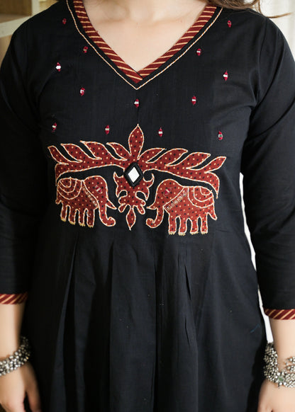Rajwadi Elephant Cotton Kurti Palazzo Set