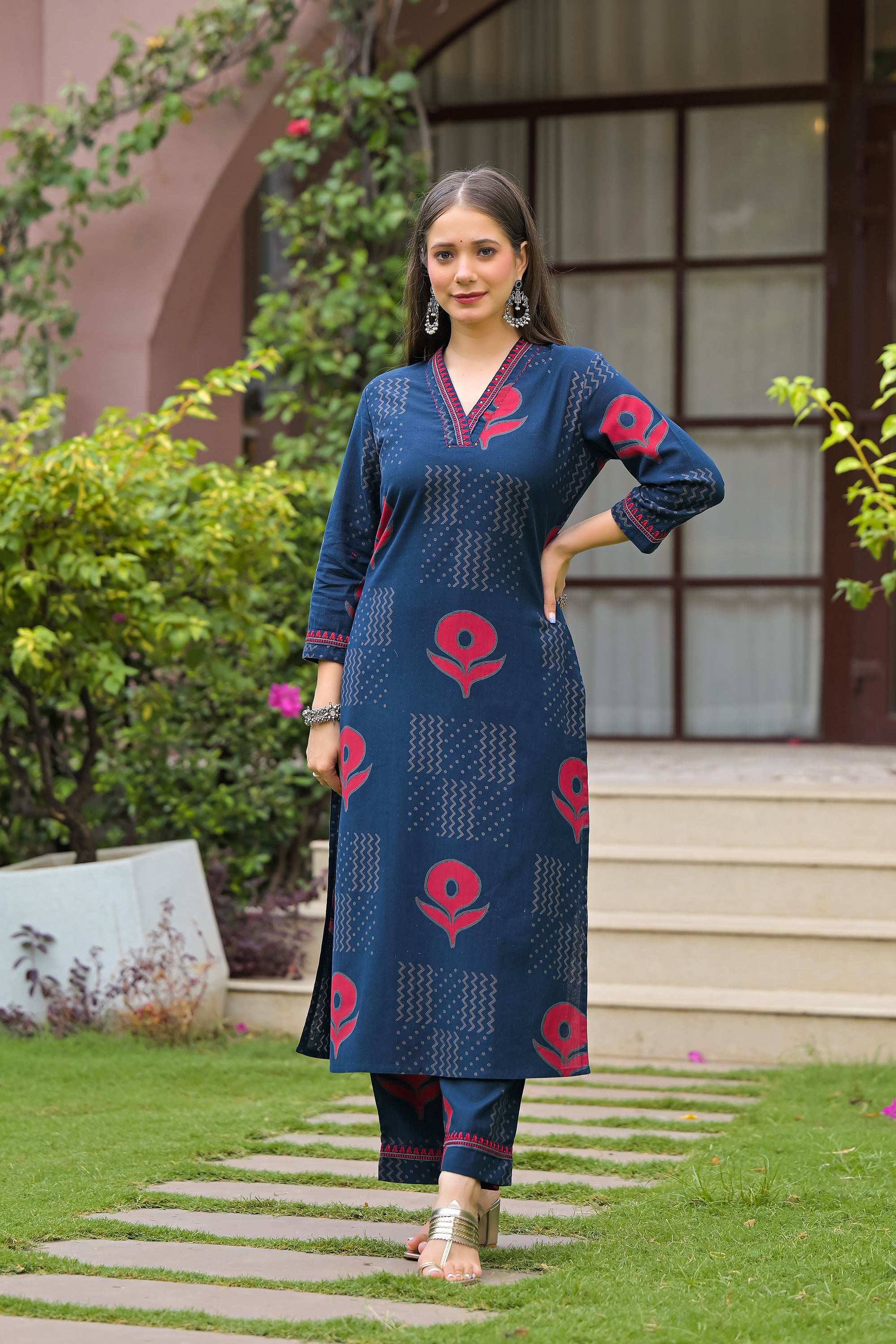 Gulmohar Printed Cotton Kurta Pant Set