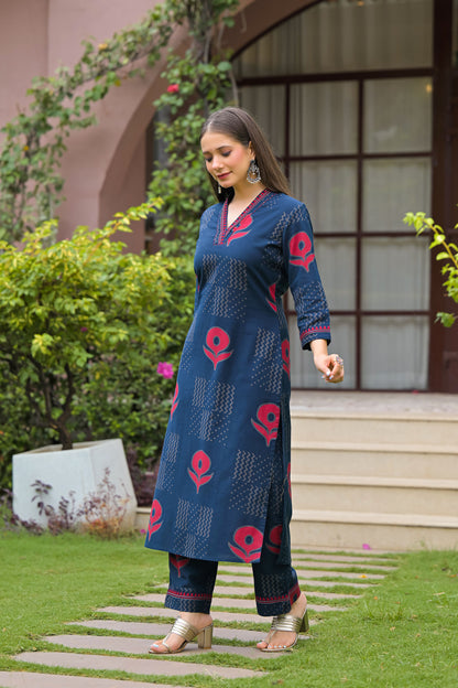 Gulmohar Printed Cotton Kurta Pant Set