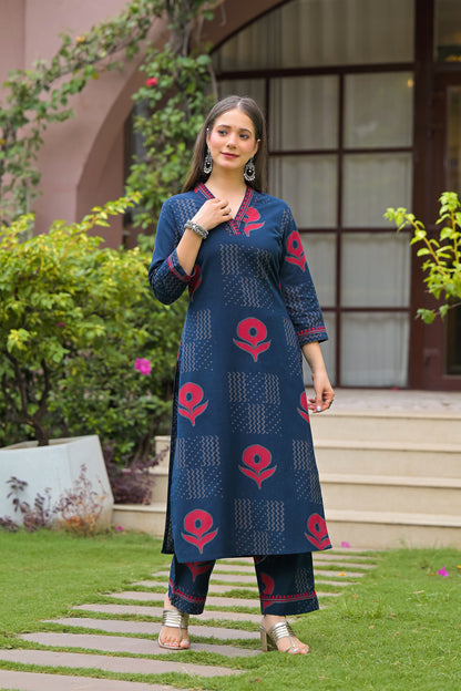 Gulmohar Printed Cotton Kurta Pant Set