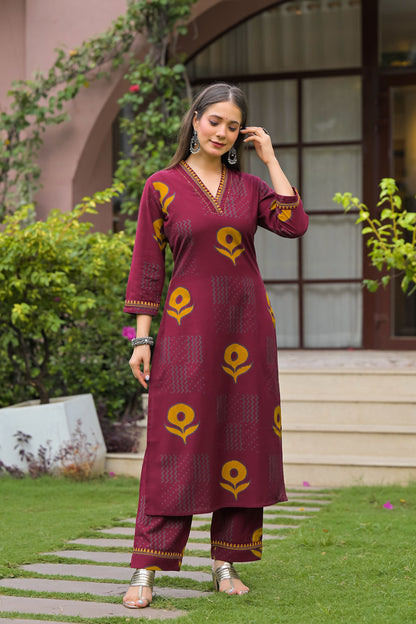Gulmohar Printed Cotton Kurta Pant Set