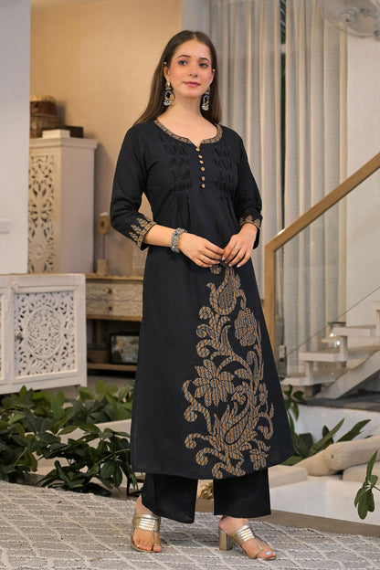 Zariya Heritage Embroidered Cotton Kurta Pant Set