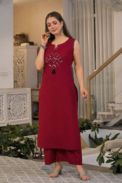 Noor Jharokha Mirror Work Cotton Kurta Pant Set