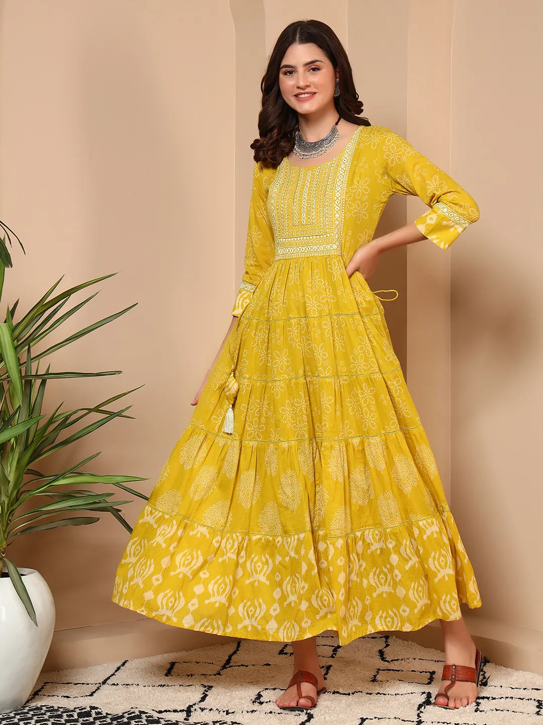 Sunshine Bloom Cotton Mulmul A-Line Dress